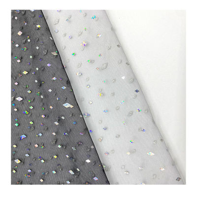 qualidade  Breathable Sequin Fabric White Bridal Mesh Sequin Tulle Sparkle Net Fabric For Dress 100% Nylon fábrica